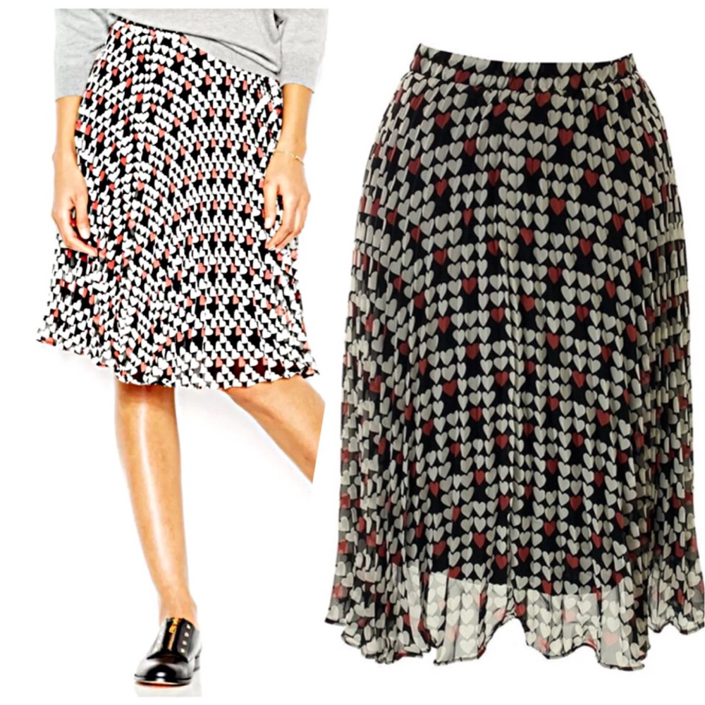 Heart Pleated Print Skirt!
